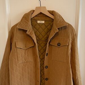 Quilted-Look Tan shirt Jacket